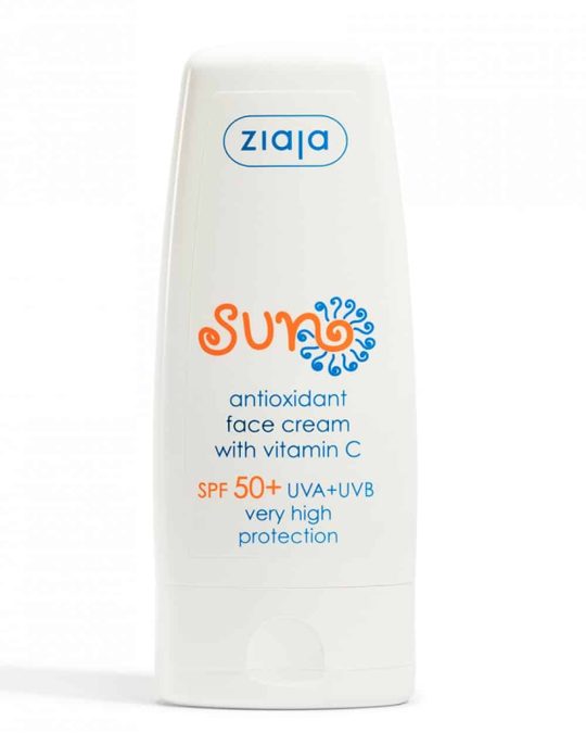 Aντηλιακή κρέμα προσώπου με αντιοξειδωτική δράση, Sun, Antioxidant Face Cream with Vitamin C, SPF50+, Ziaja (σε καταστήματα καλλυντικών, ινστιτούτα αισθητικής & φαρμακεία, facebook: Ziaja Greece)