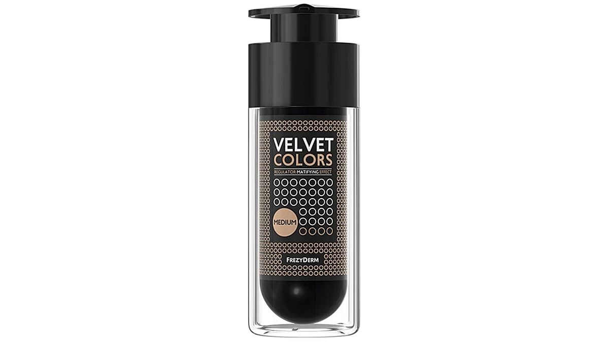 Υγρό makeup για ματ όψη, Velvet Colors Foundation, Medium, Frezyderm, €27,48 (στα Φαρμακεία)
