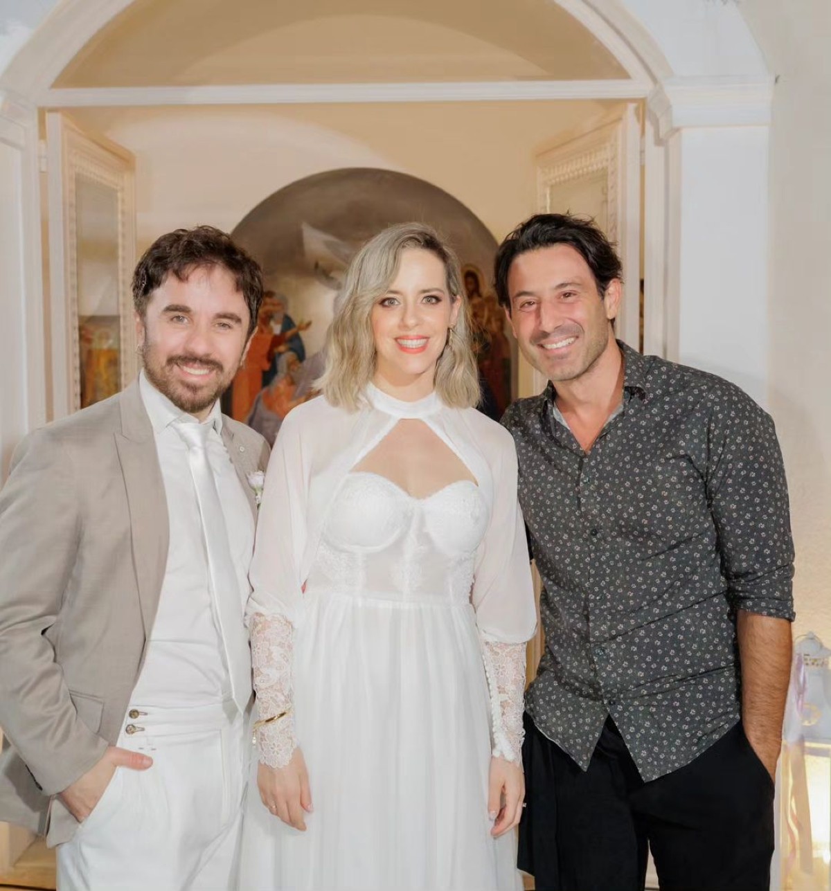 Ο Θανάσης Τσαλταμπάσης και η Αγοραστή Αρβανίτη στον γάμο τους