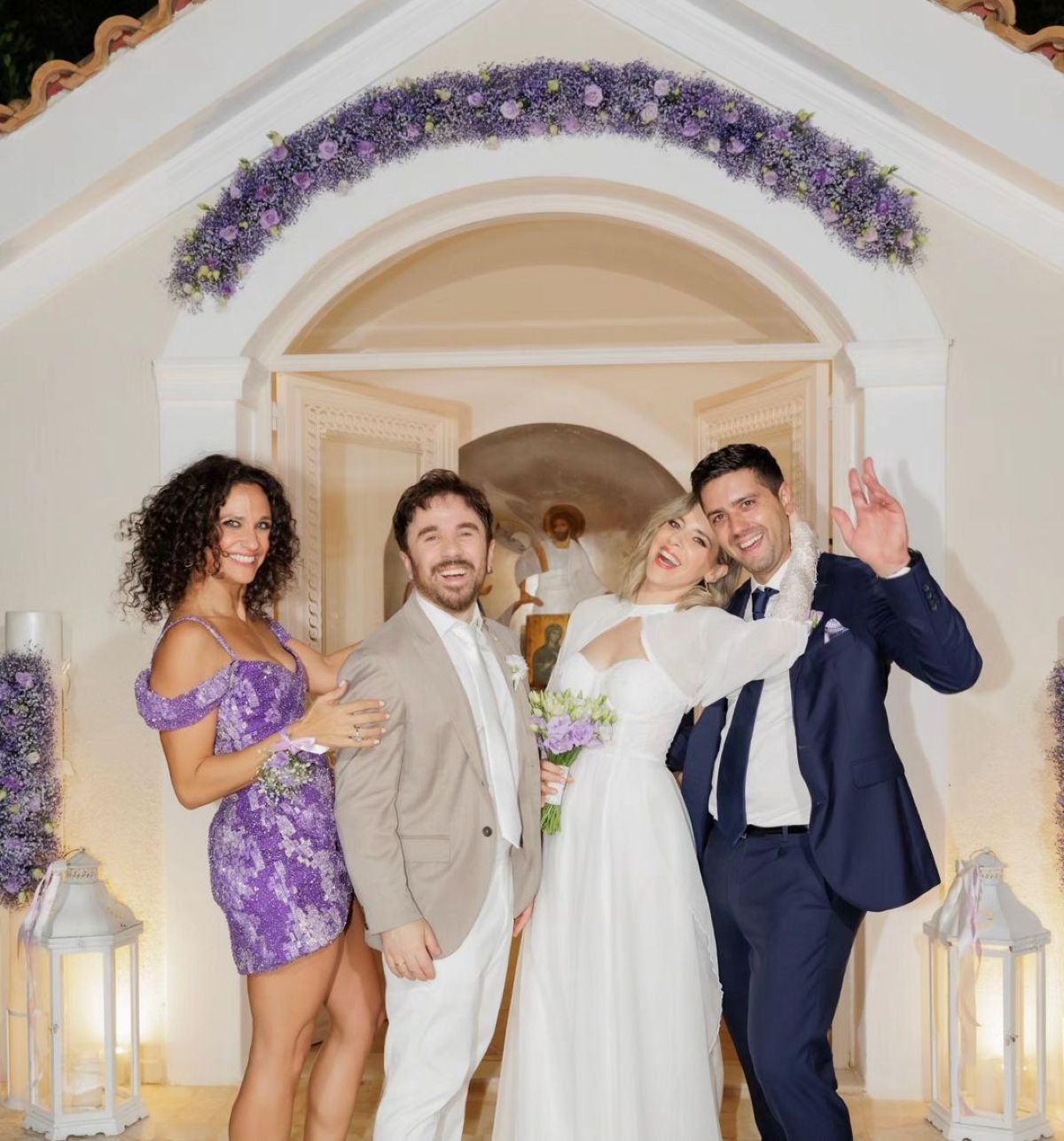 Ο Θανάσης Τσαλταμπάσης και η Αγοραστή Αρβανίτη στον γάμο τους