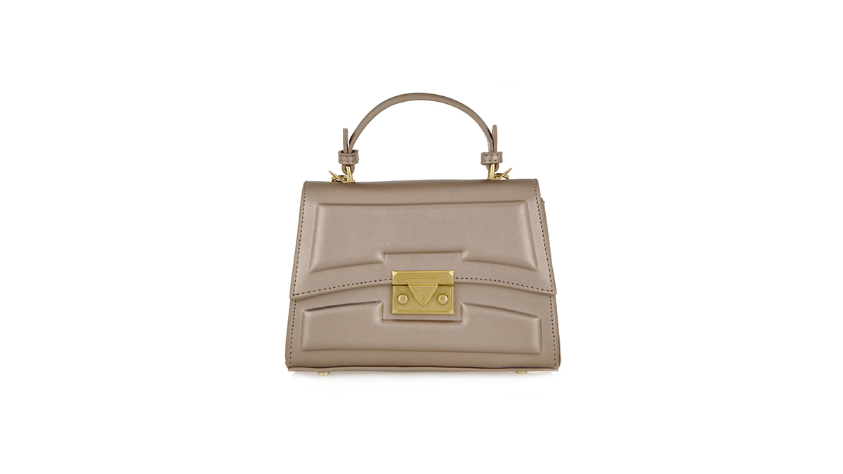 μπεζ τσάντα top handle