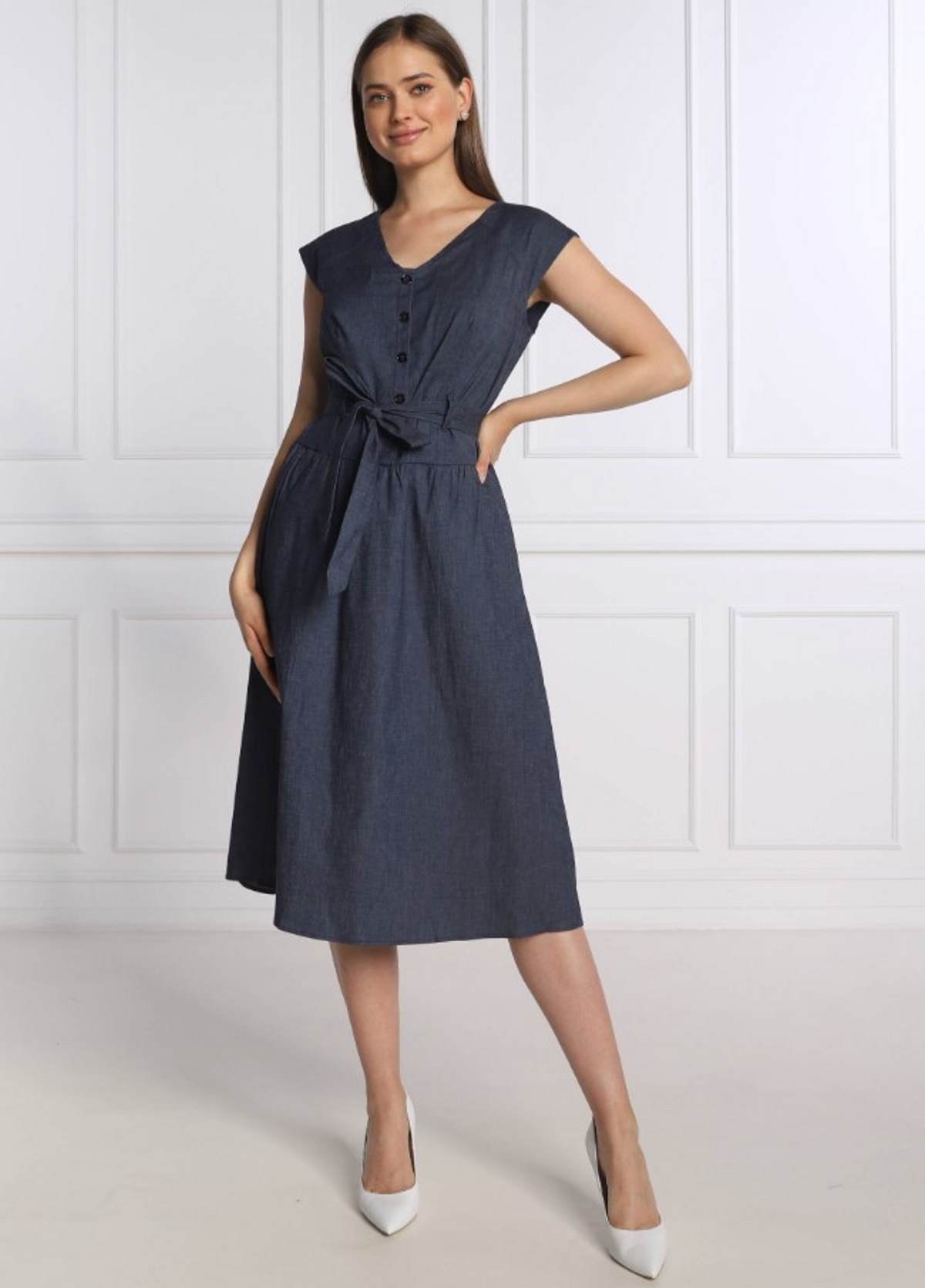 τζιν φόρεμα με ζώνη DKNY