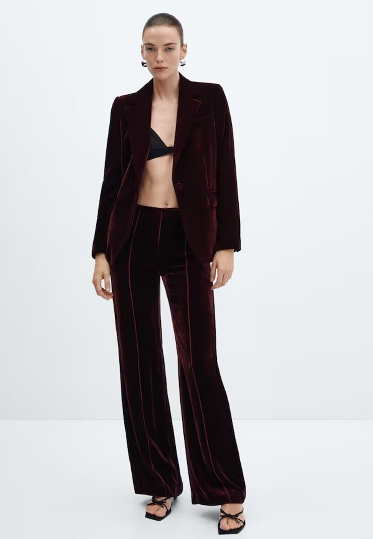 μπορντό βελούδινο Blazer mango