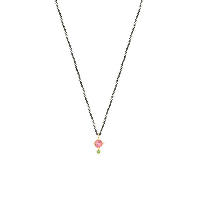 μενταγιόν με ροζ πέτρα Krinaki.com