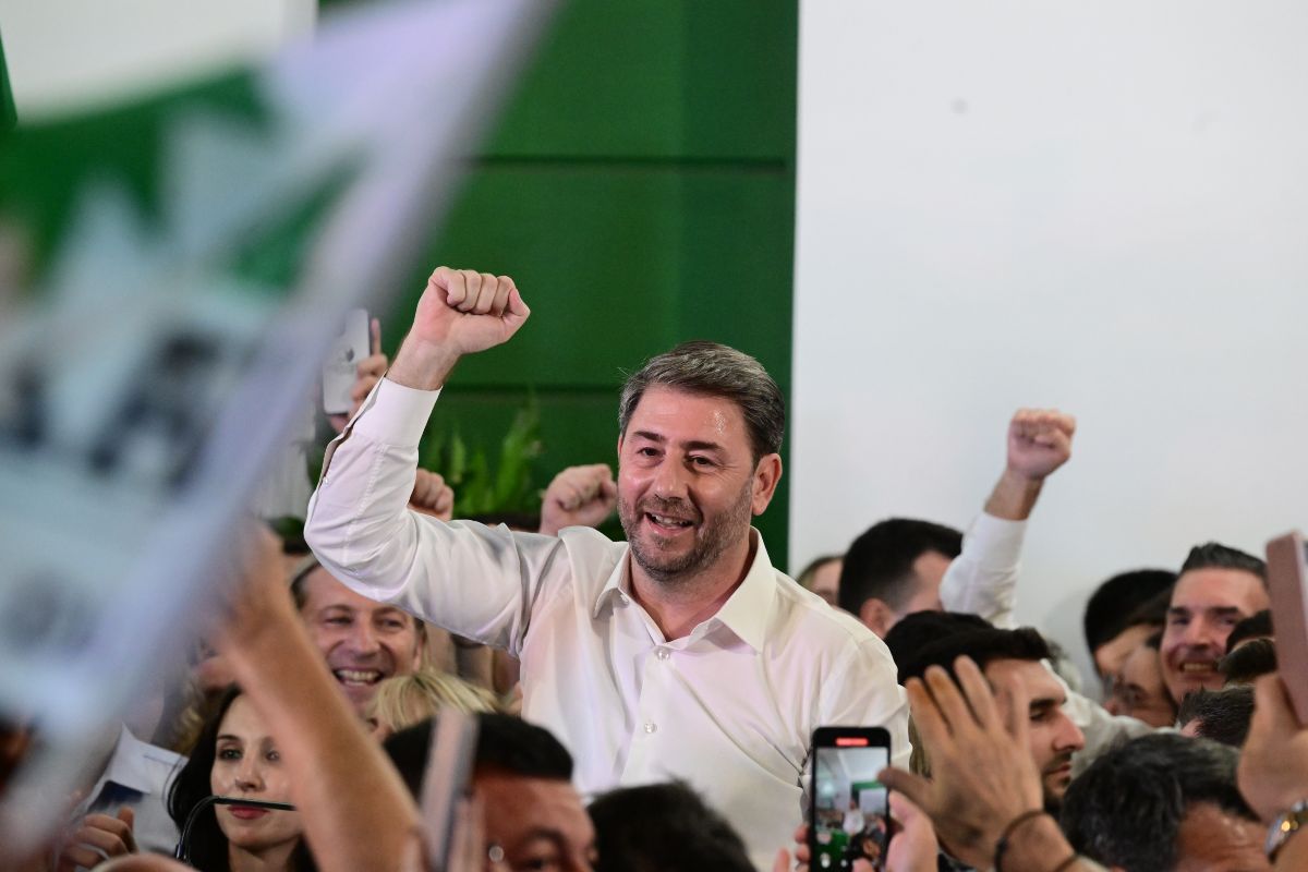 Ο Νίκος Ανδρουλάκης στις χθεσινές εκλογές του ΠΑΣΟΚ