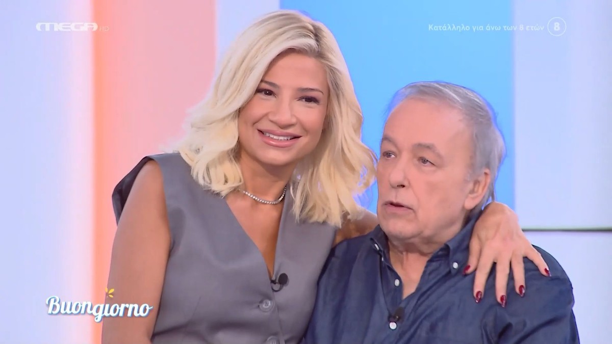 Η Φαίη Σκορδά με τον Ανδρέα Μικρούτσικο στο πλατό του Buongiorno