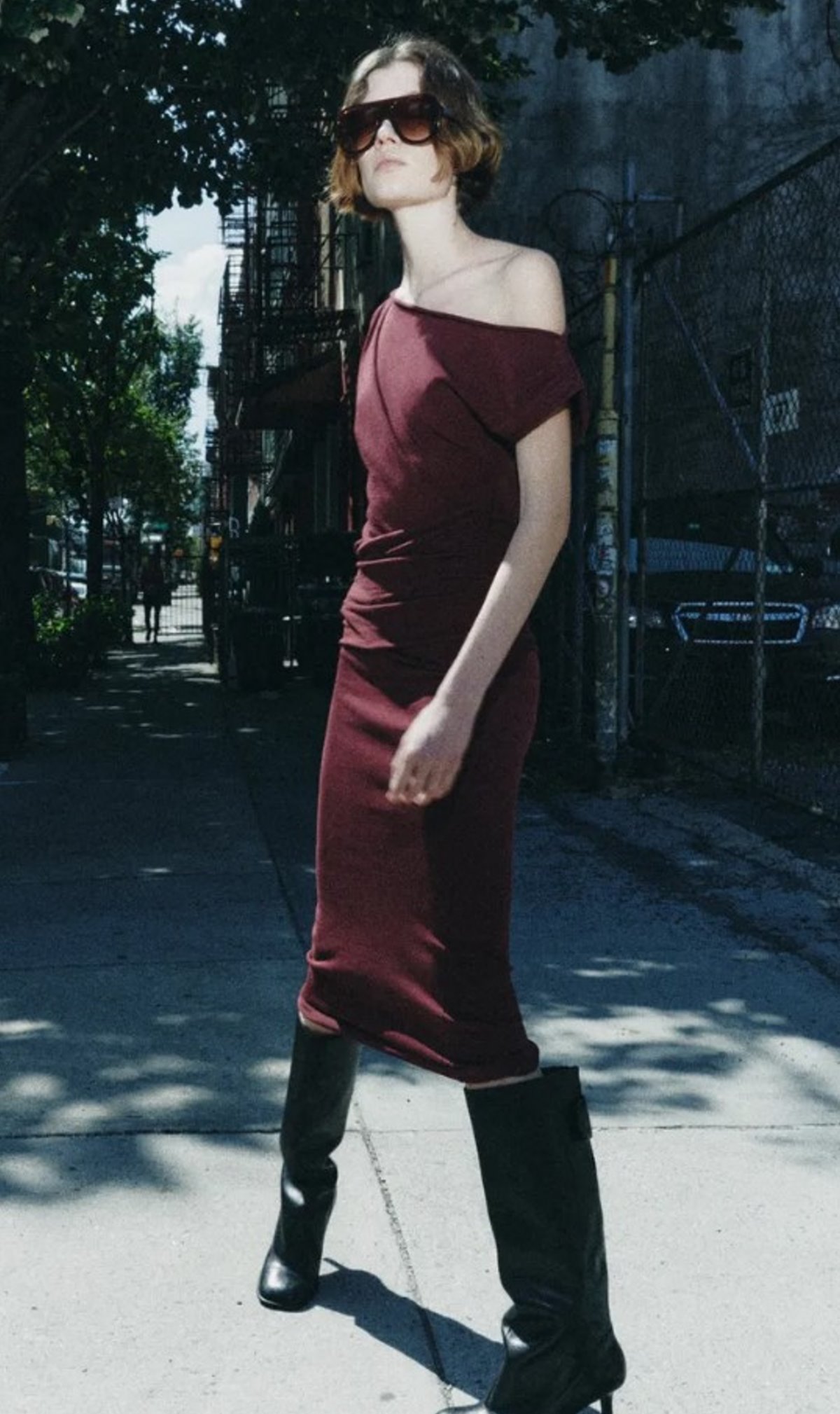 μπορντό φόρεμα zara