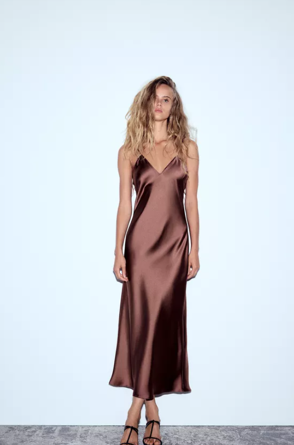 vintage φόρεμα σοκολατί slip