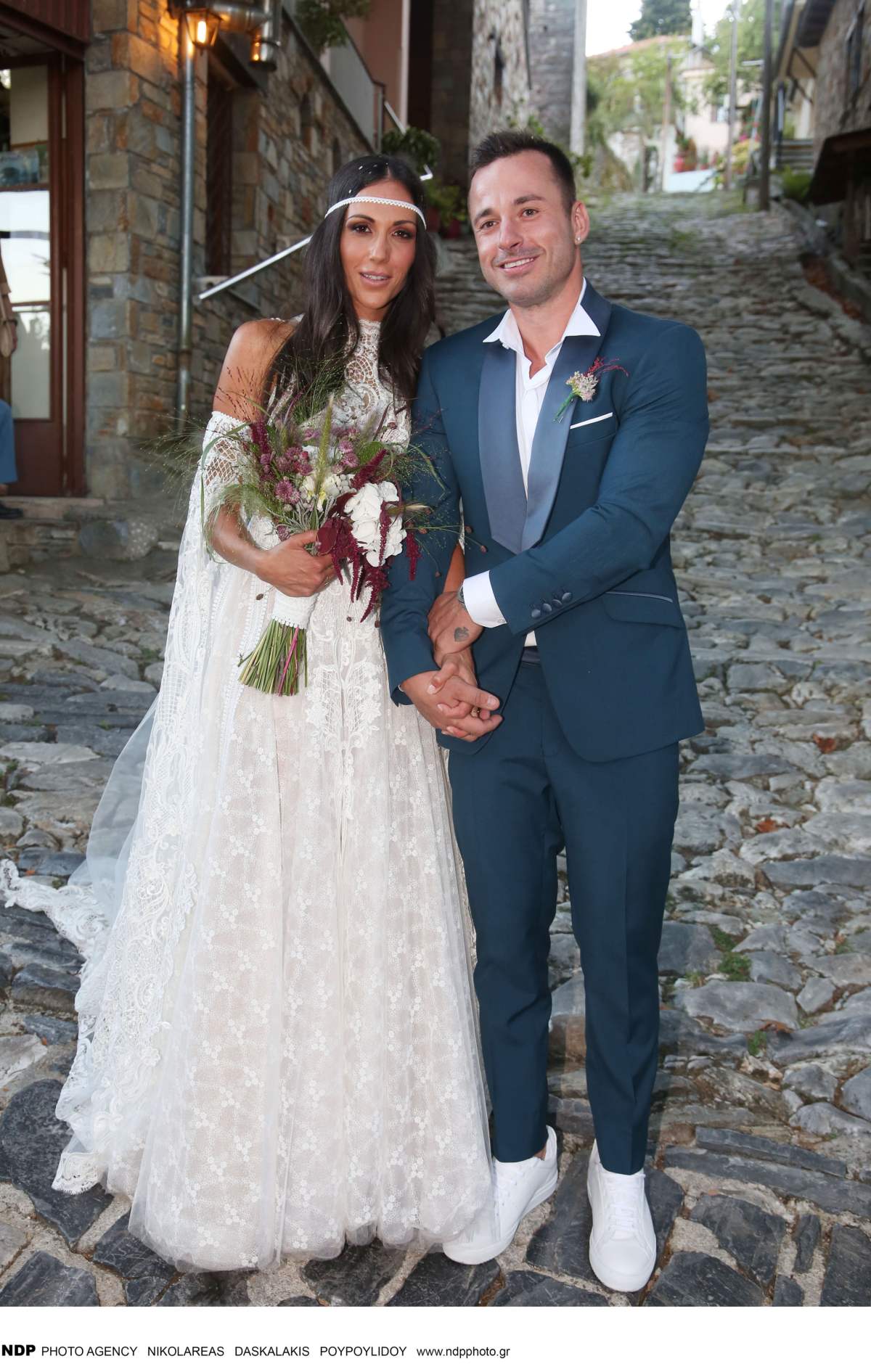 Η Ανθή Βούλγαρη και ο Κώστας Κωνσταντινίδης στο γάμο τους