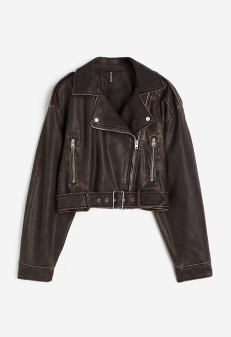 Δερμάτινο μπουφάν καφέ H&M