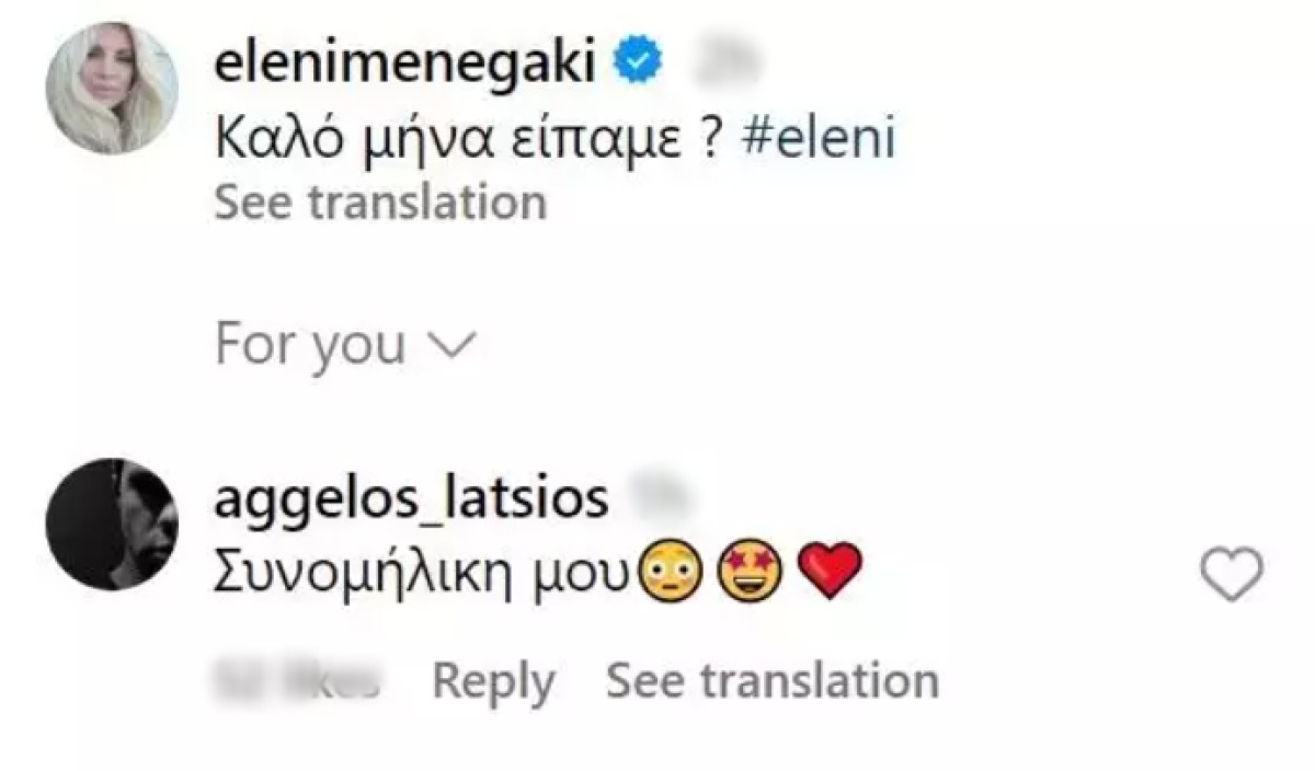 Η ανάρτηση της Ελένης Μενεγάκη.