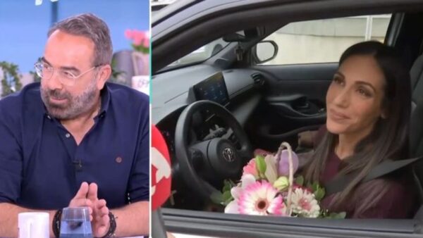 Ο Γρηγόρης Γκουντάρας στο Super Κατερίνα και η Ανθή Βούλγαρη στο αυτοκίνητό της