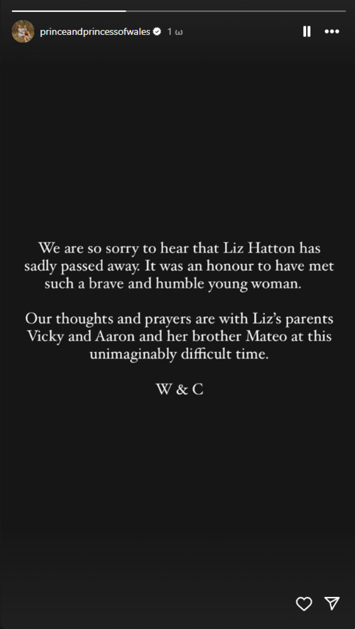 Προσωπική ανάρτηση της Κέιτ Μίντλετον στο ινσταγκραμ