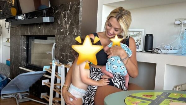 Η Κωνσταντίνα Σπυροπούλου με τα παιδιά της.