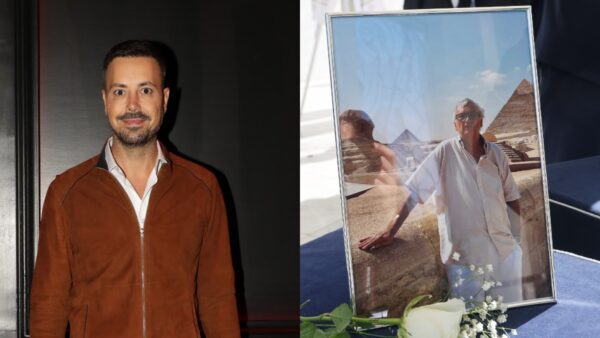 Ο Πέτρος Κουσουλός και η φωτογραφία του Δημήτρη Σούρα πάνω στο φέρετρό του