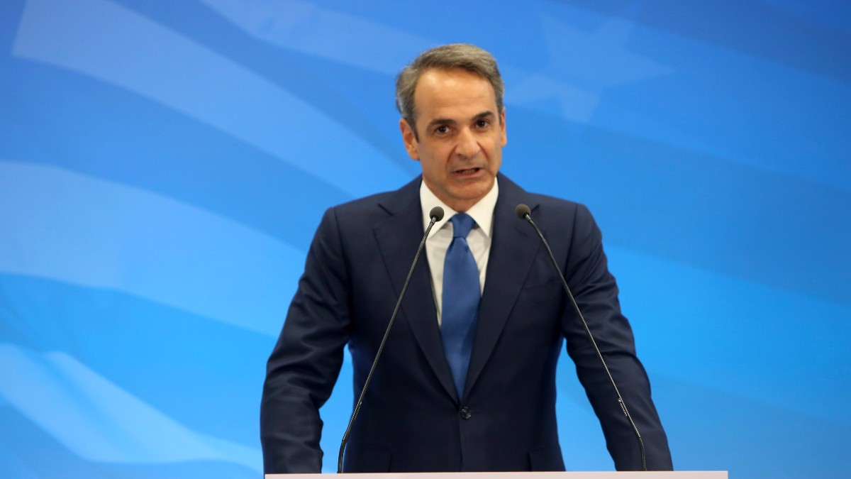 Ο Κυριάκος Μητσοτάκης σε δημόσια ομιλία.