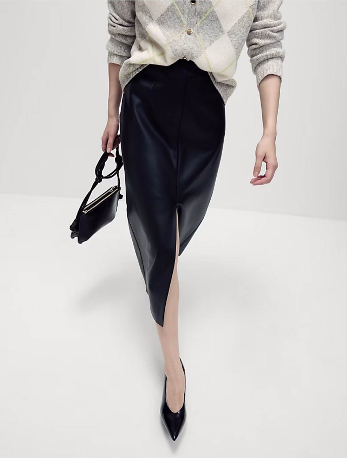 pencil φούστα μαύρη δερμάτινη marks and spencer