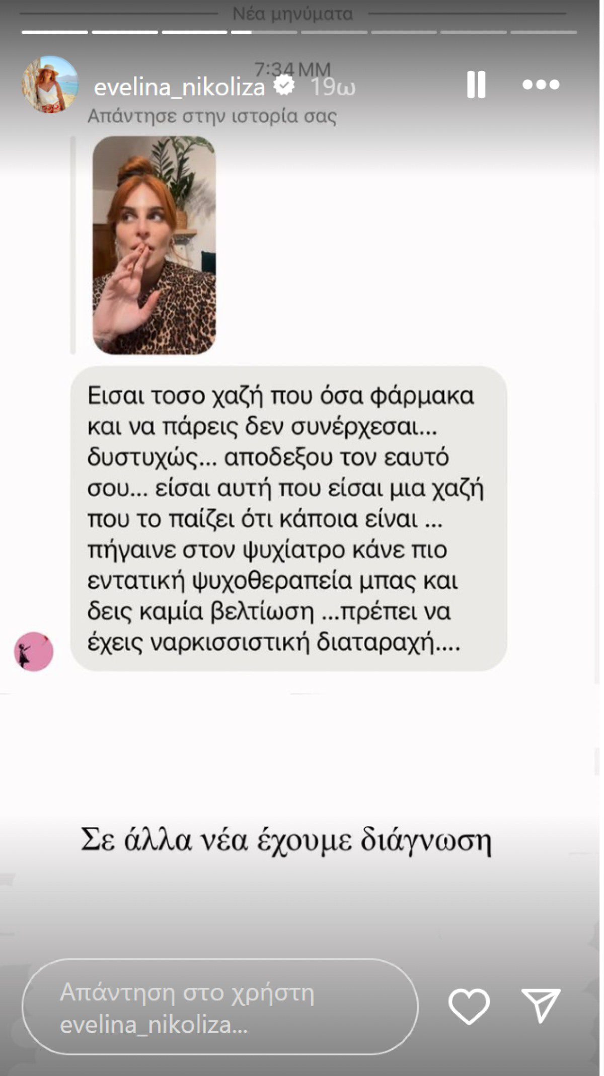 Ανάρτηση της Εβελίνας Νικόλιζα στο ιντσαγκραμ