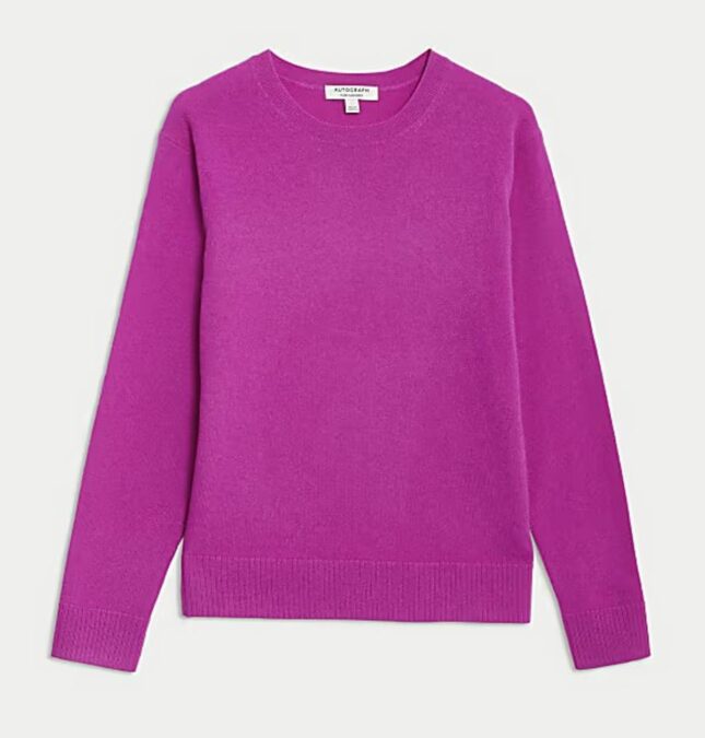 μάλλινο φούξια πουλόβερ marks and spencer
