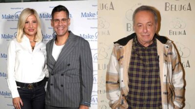 Η Φαίη Σκορδά, ο Δημήτρης Ουγγαρέζος και ο Ανδρέας Μικρούτσικος σε event.