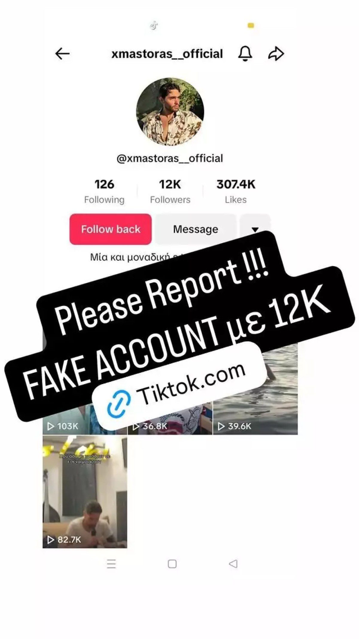 Χρήστος Μάστορας ψεύτικο προφίλ στο Tik Tok