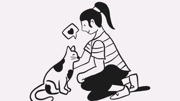 Ένα κοριτσάκι με ένα γατάκι