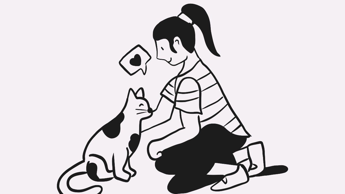 Ένα κοριτσάκι με ένα γατάκι