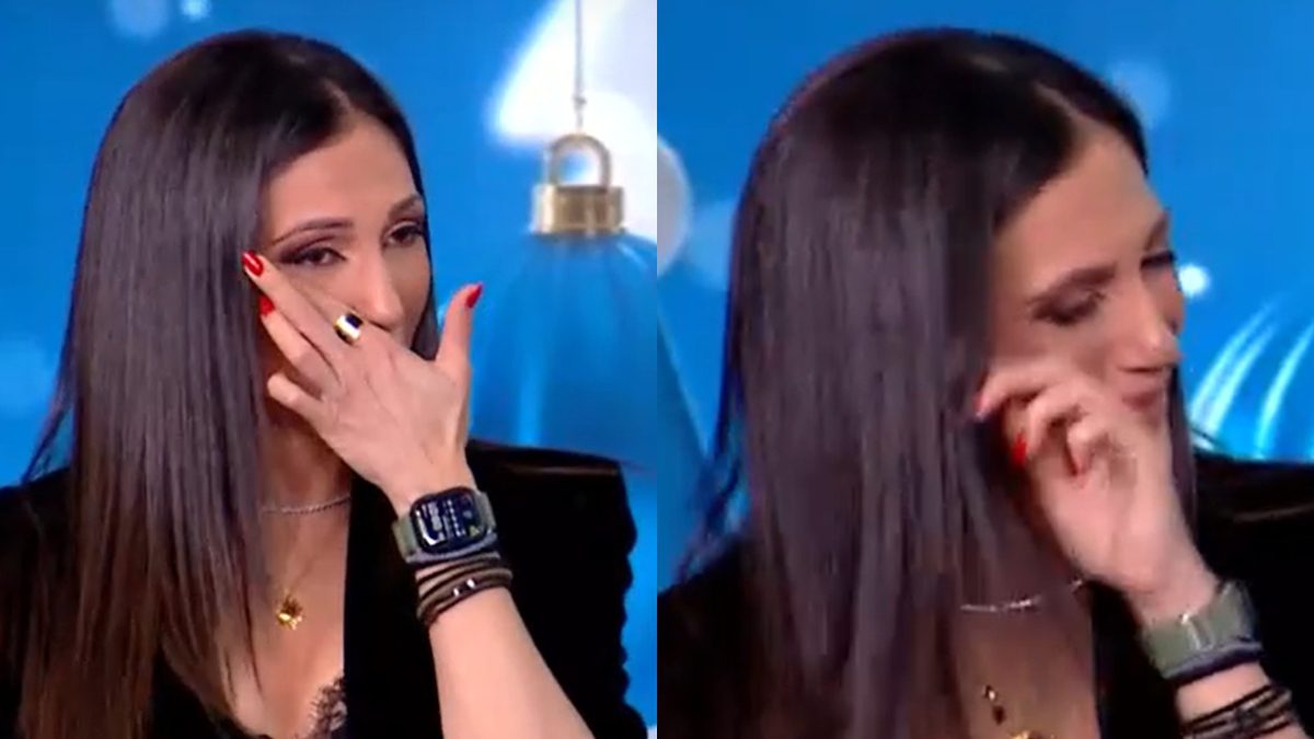 Η Ανθή Βούλγαρη τη στιγμή που "λύγισε" στο MEGA