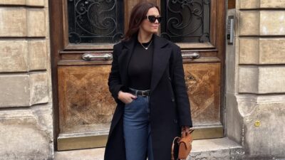 μαύρο παλτό στο street style