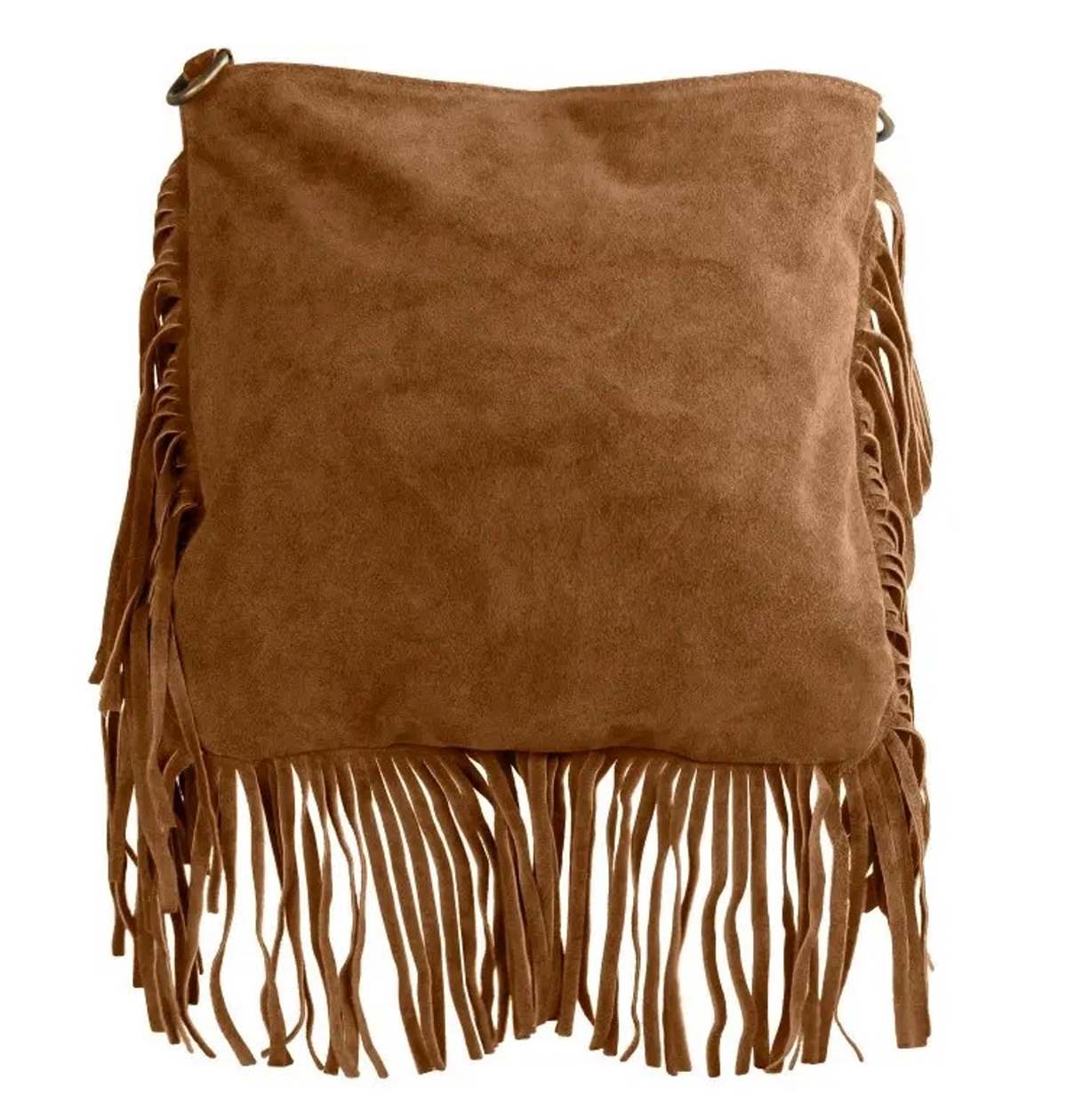 τσάντα καμηλό με κρόσσια