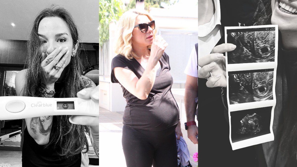 Η Εριέττα Κούρκουλου με το τεστ εγκυμοσύνης και η Κατερίνα Καραβάτου με φουσκωμένη κοιλίτσα