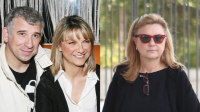 Η Ελπίδα Νίνου σε παλαιότερη έξοδο με τον Πέτρο Φιλιππίδη (αριστερά) και σήμερα μόνη της (δεξιά)