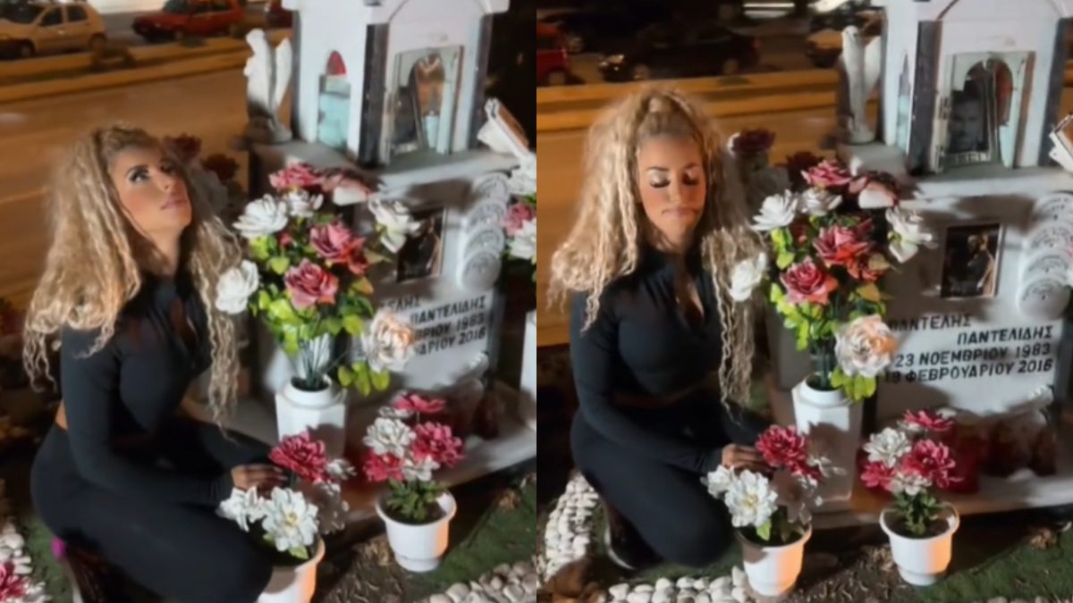 Η Αναστασία Γιούσεφ στο μνήμα του Παντελή Παντελίδη
