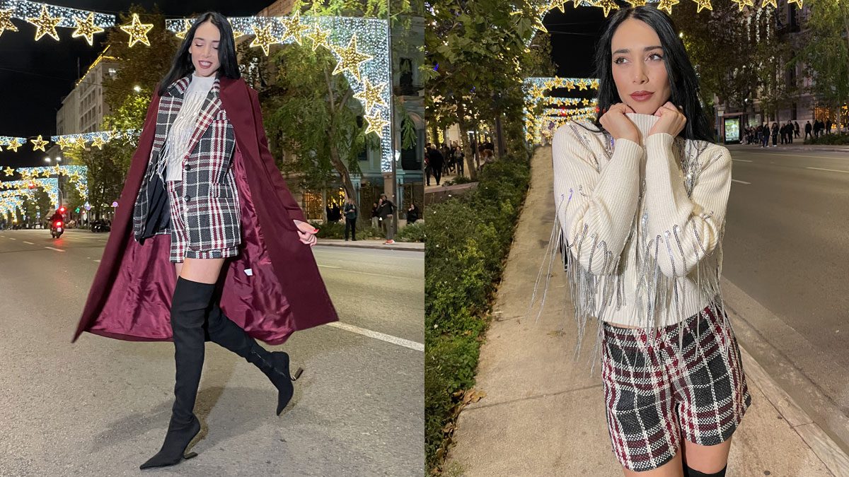 Μπλούζα με παγέτες owtwo_02 σε καρό σύνολο