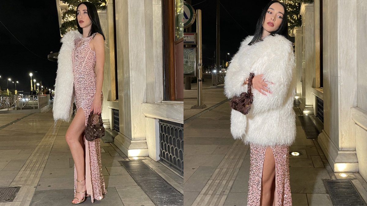 φόρεμα με παγέτες και λευκή γούνα owtwo_02