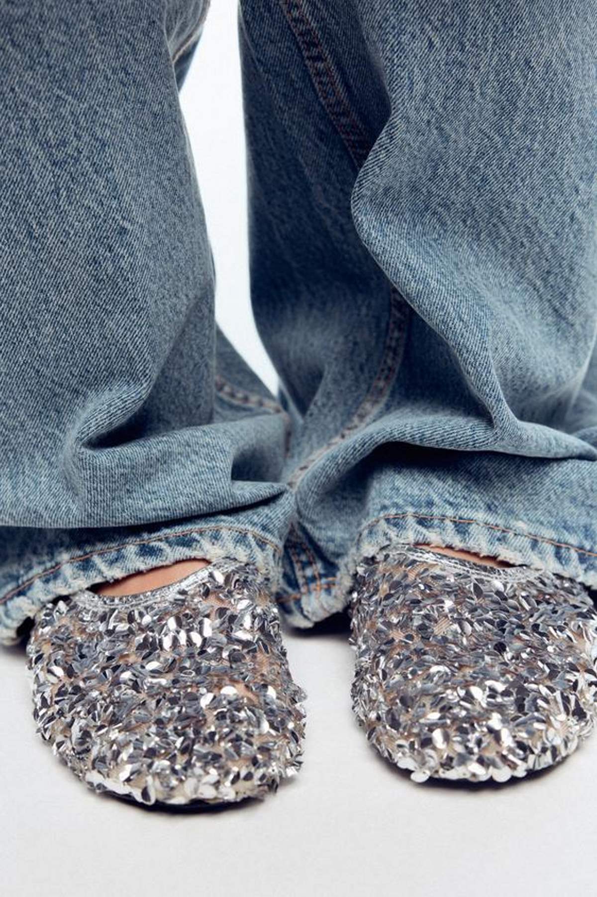 φλατ zara μεταλλιζέ μπαλαρίνες