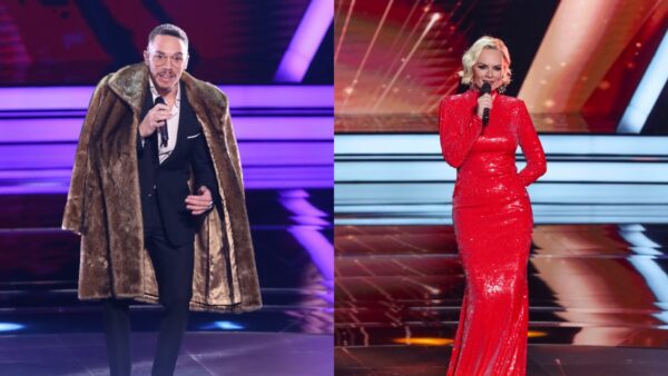 Η Έλενα Χριστοπούλου και ο Λευτέρης Πετρούνιας στο stage του The Voice