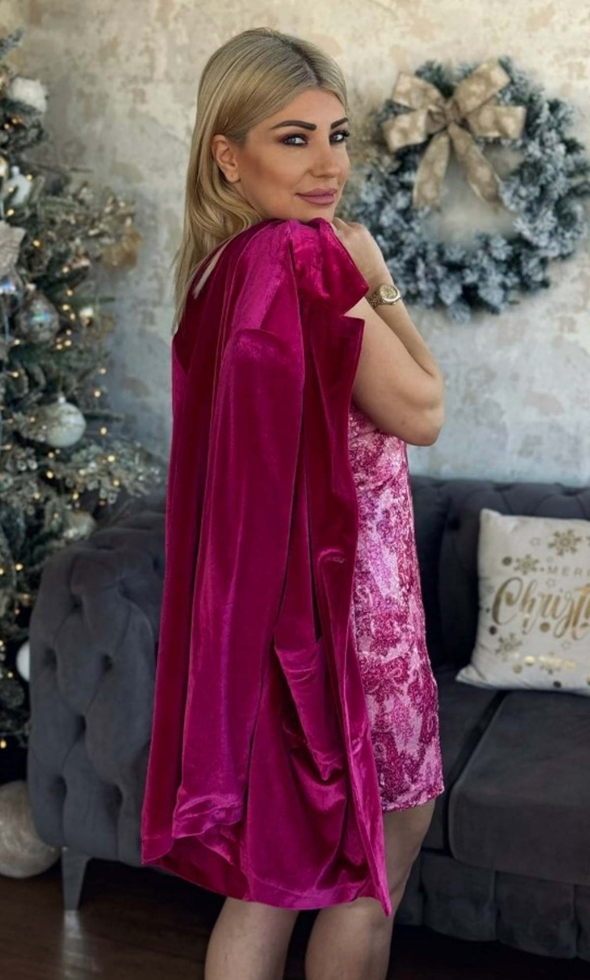 Φούξια βελούδινο σακάκι