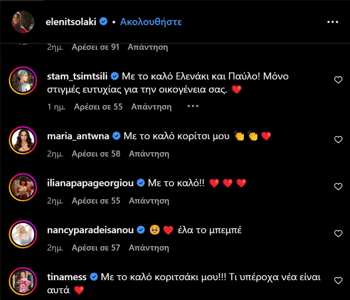 Σχόλια κάτω από την ανάρτηση της Ελένης Τσολάκη