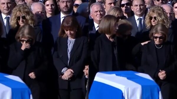 Η στιγμή που η Δάφνη Σημίτη Λύγισε στην κηδεία του σύζύγου της, Κώστα