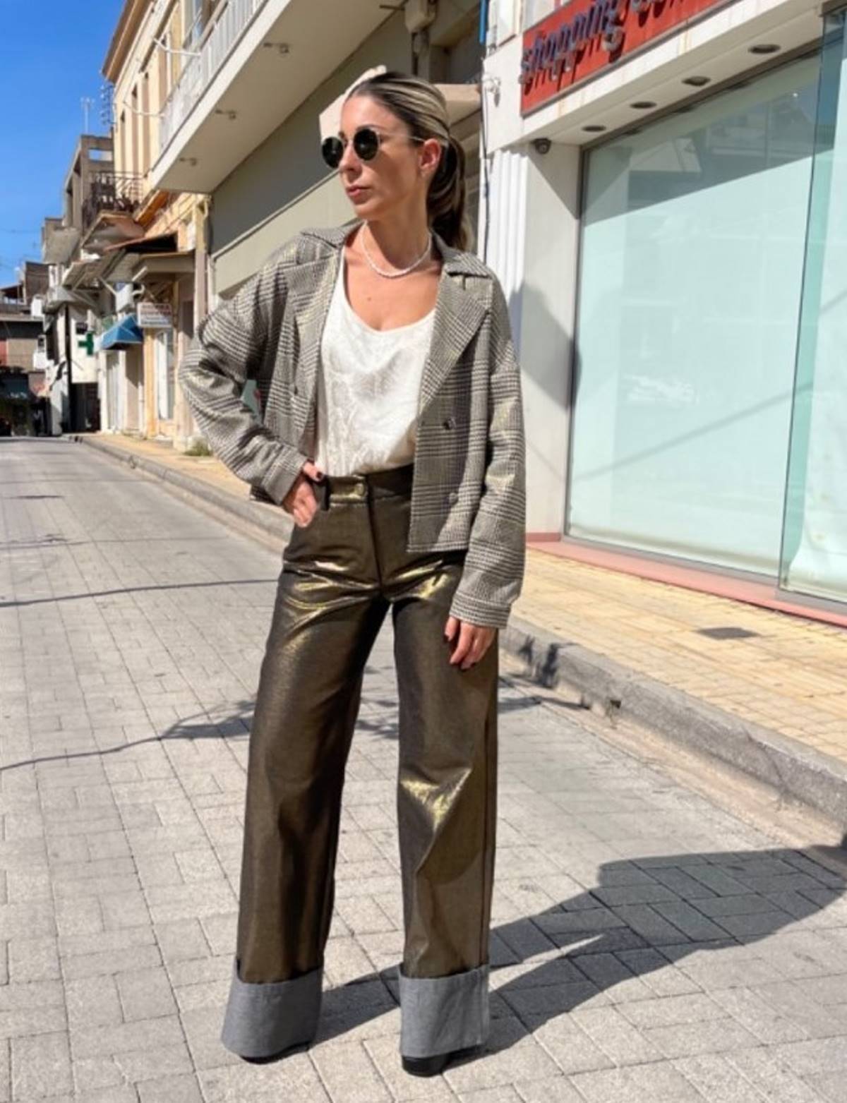 metallic gold τζιν παντελόνι innocent