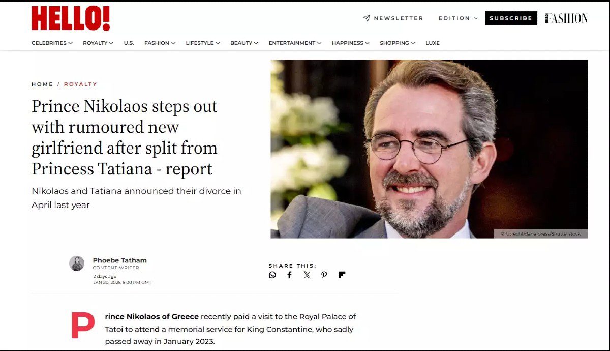 Το δημοσίευμα του εξωτερικού για τον Νικόλαο Ντε Γκρες και την Χρυσή Βαρδινογιάννη