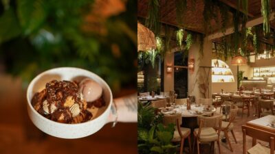 Το εστιατόριο (δεξιά) και φαγητό από το μαγαζί (αριστερά)