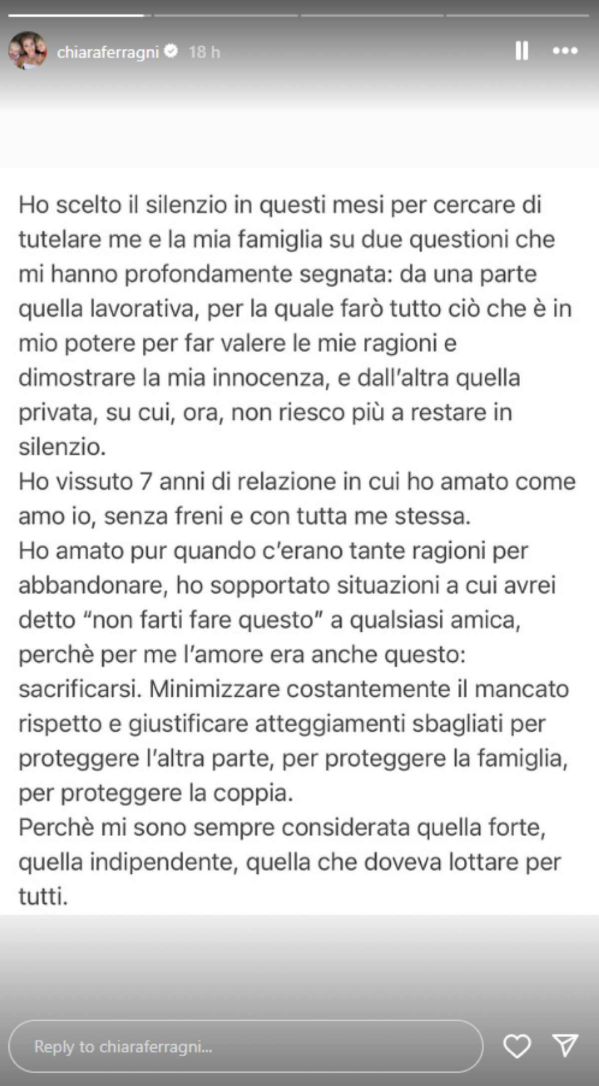 Η ανάρτηση της Κιάρα Φεράνι στο Instagram.