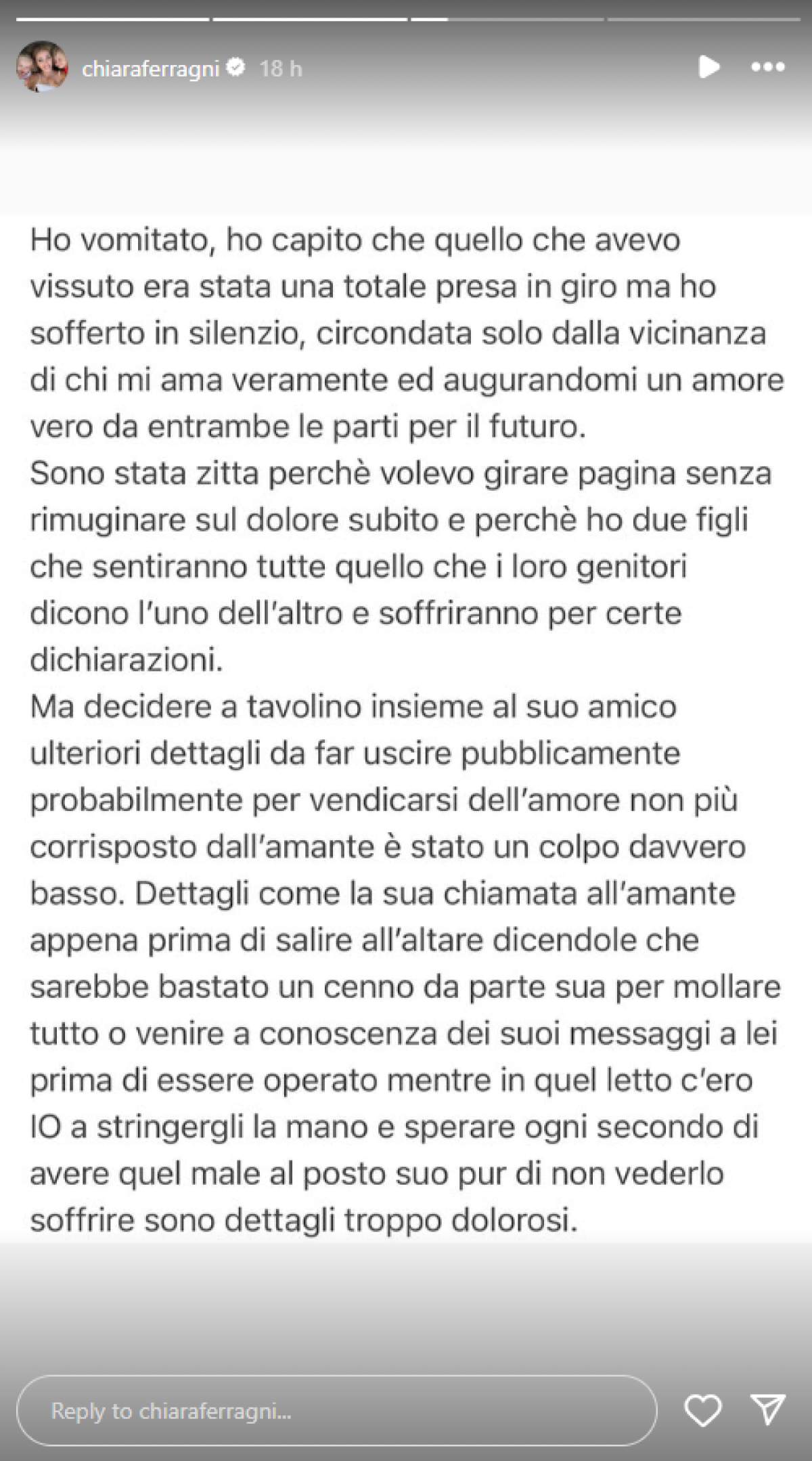 Η ανάρτηση της Κιάρα Φεράνι στο Instagram.