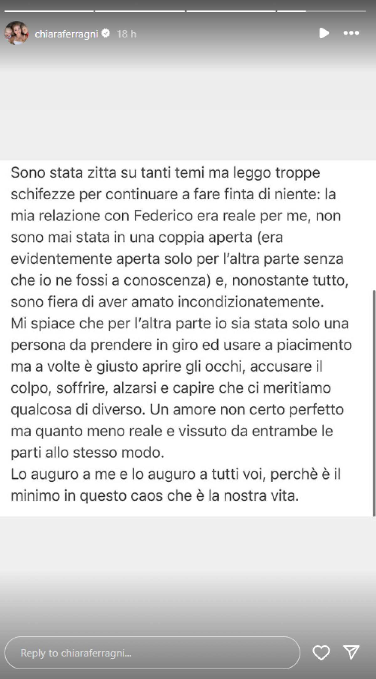 Η ανάρτηση της Κιάρα Φεράνι στο Instagram.