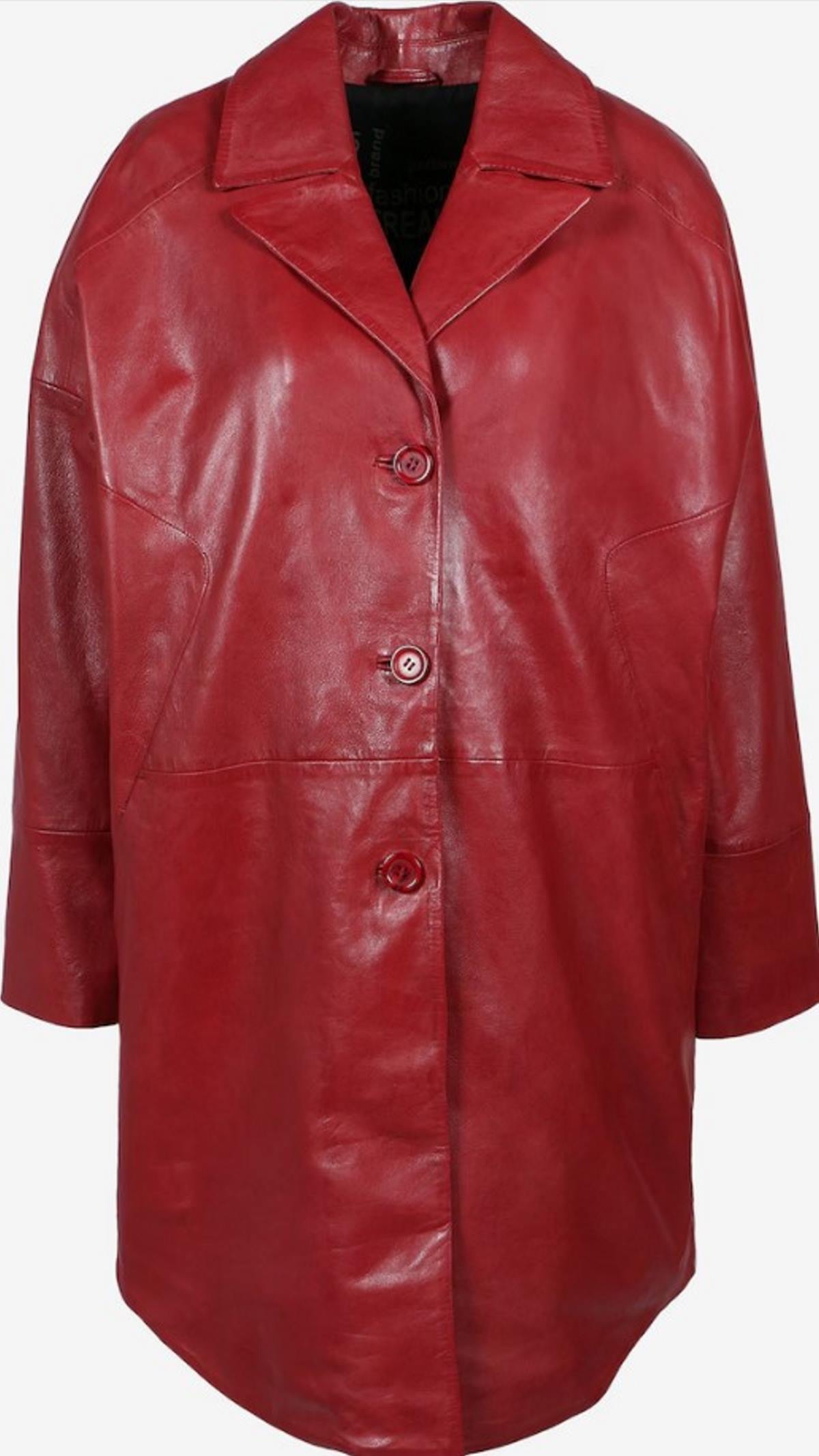 κόκκινο δερμάτινο παλτό