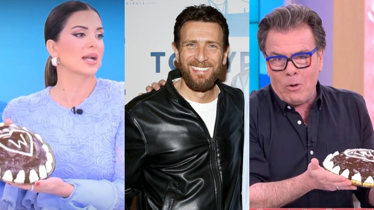 Η Τσιμτσιλή και ο Παπανώτας κρατάνε τοις τούρτρες που έςστειλε ο Θανάσδης Πάτρας για την γιορτή του