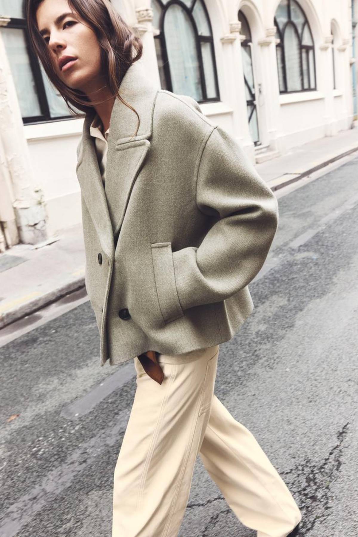 σακάκι κοντό μπεζ zara