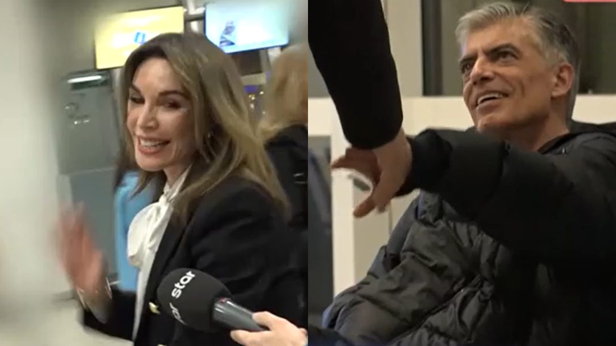 Η Τατιάνα Στεφανίδου και ο Νίκος Ευαγγελάτος στο αεροδρόμιο